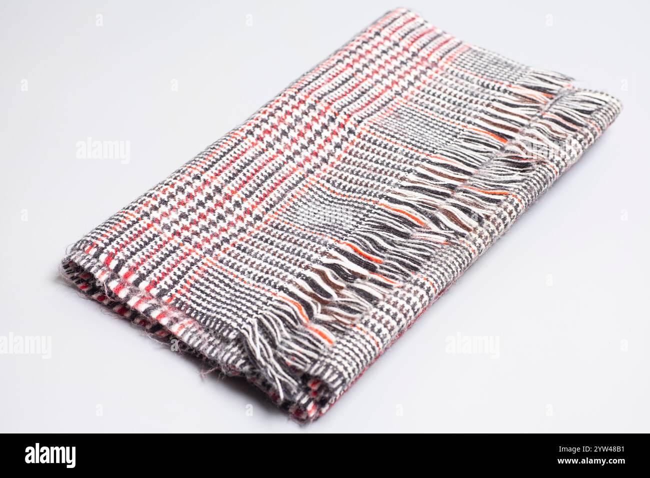tweed wool scarf isolated on white Stock Photo