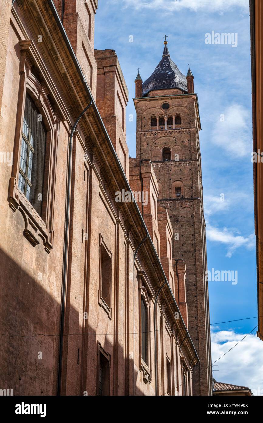 Bell tower of Cattedrale Metropolitana di San Pietro in historic city ...