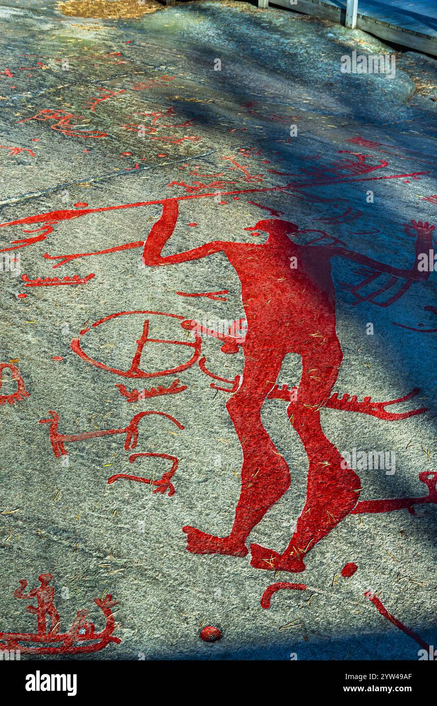 Depiction of a male figure with spear and phallus, section of the ...