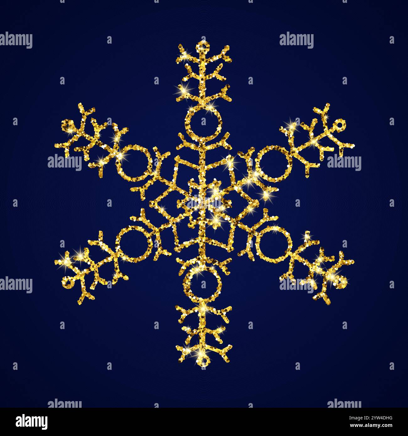 Gold glitter snowflake on dark blue background. Christmas and New Year ...