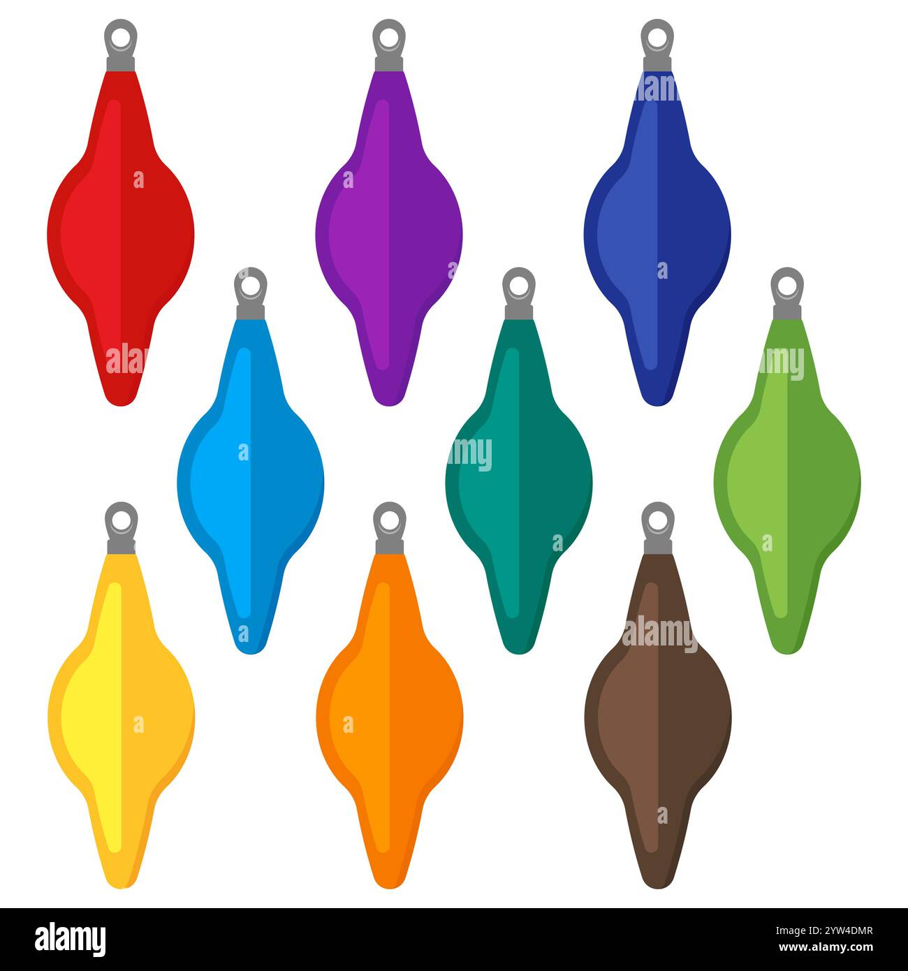 Nine multi colored Christmas balls on a white background. Vector illustration. Stock Vector