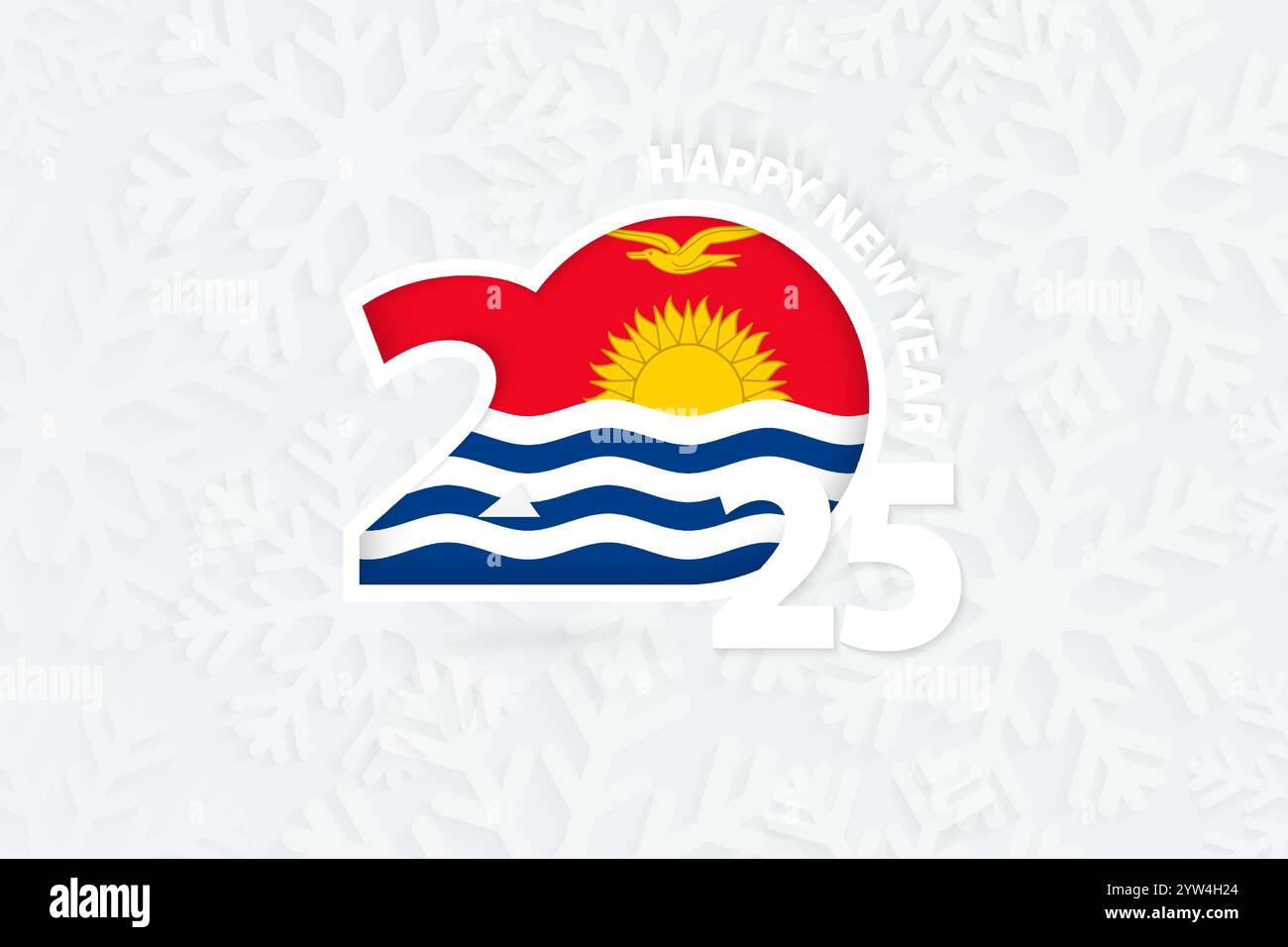 New Year 2025 for Kiribati on snowflake background. Greeting Kiribati