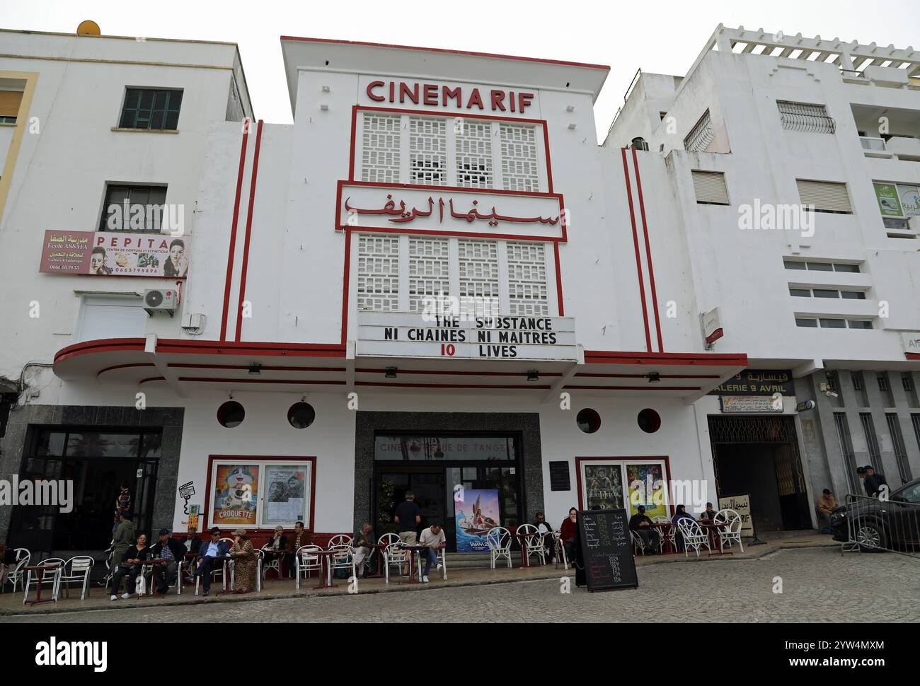 Art Deco Cinema Rif building in the Grand Socco of Tangiers Stock Photo