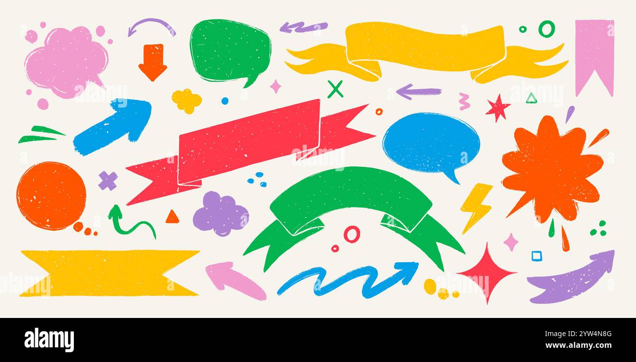 Text boxes and shapes in rough rustic style. Hand drawn vintage ...