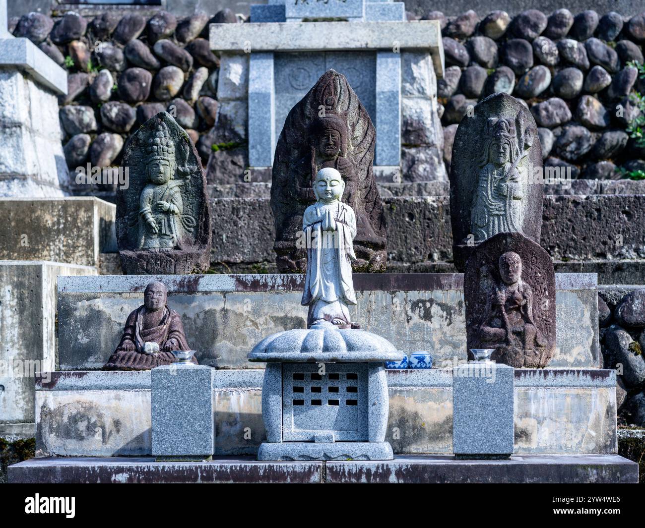 Graveyard at Ganmokuzan Ryusenji Temple in Kamiichi (Toyama/Japan) Stock Photo