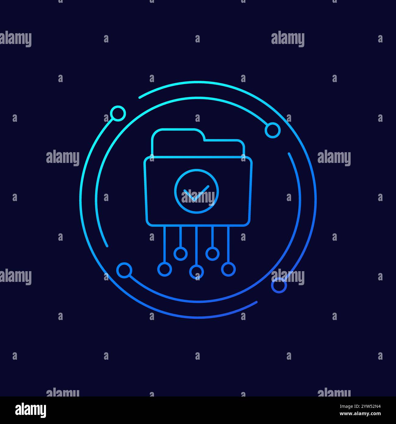 folder with files icon, linear design Stock Vector