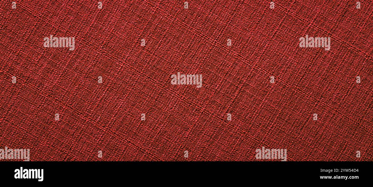 red homespun fabric background, soft pattern texture Stock Photo