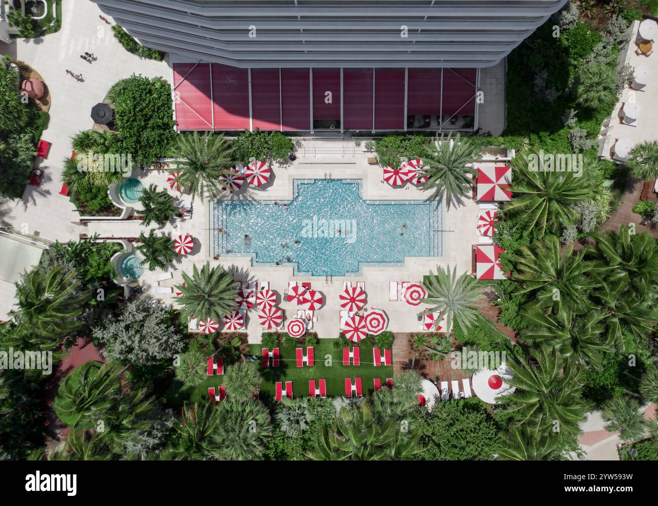 Aerial View, TopDown Drone photo of Swimming Pool Hotel Stock Photo - Alamy