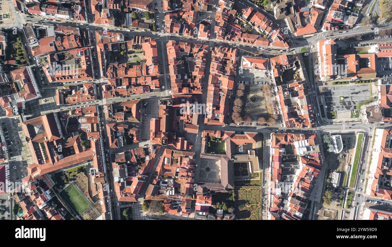 Topdown aerial view of city industry hires stock photography and