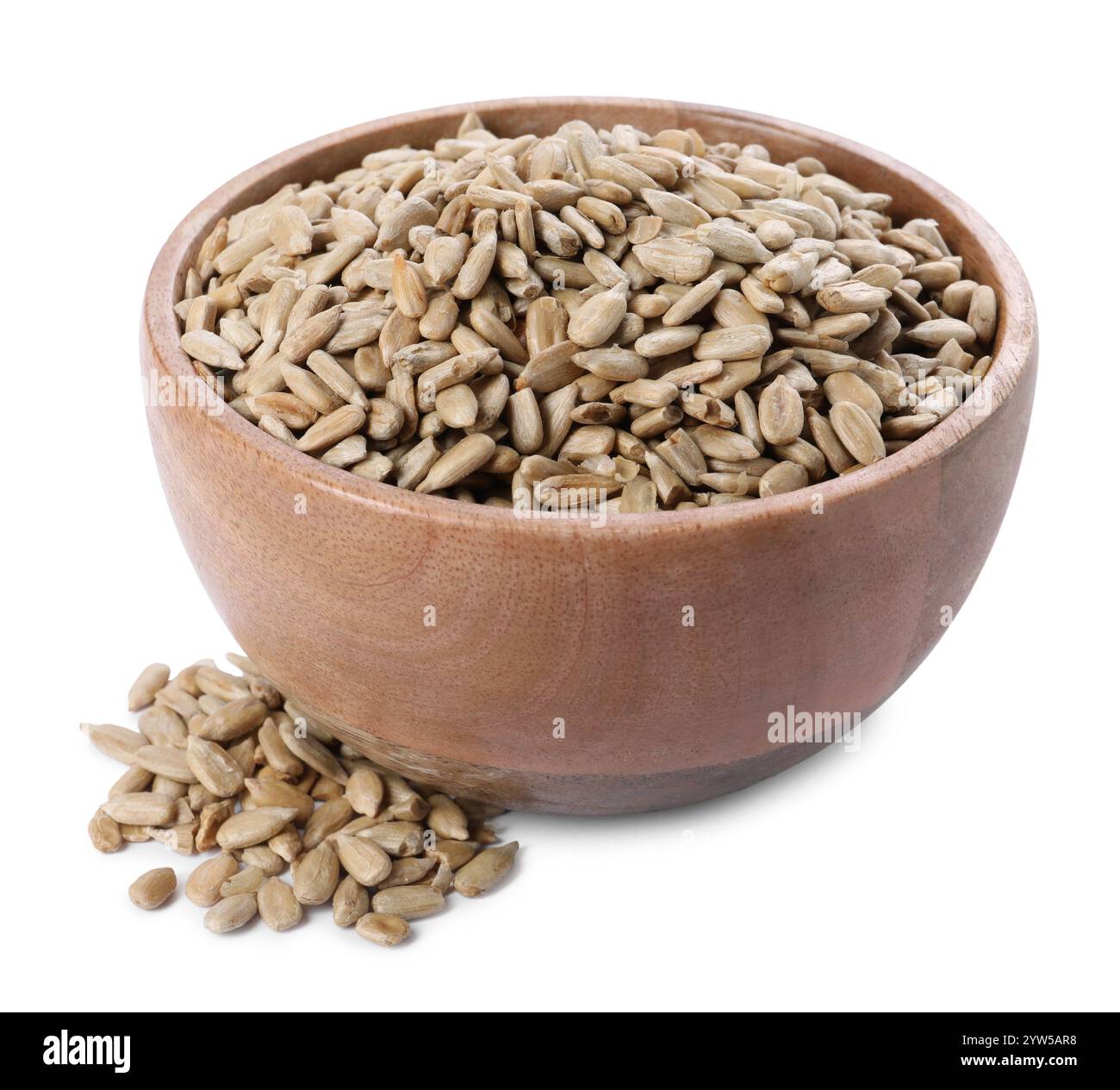 Peeled sunflower seeds in wooden bowl isolated on white Stock Photo - Alamy