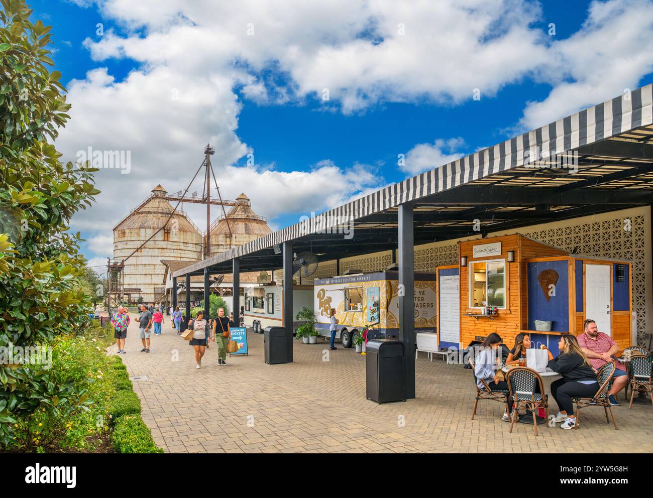 Food trucks at Magnolia Market, Waco, Texas, USA Stock Photo