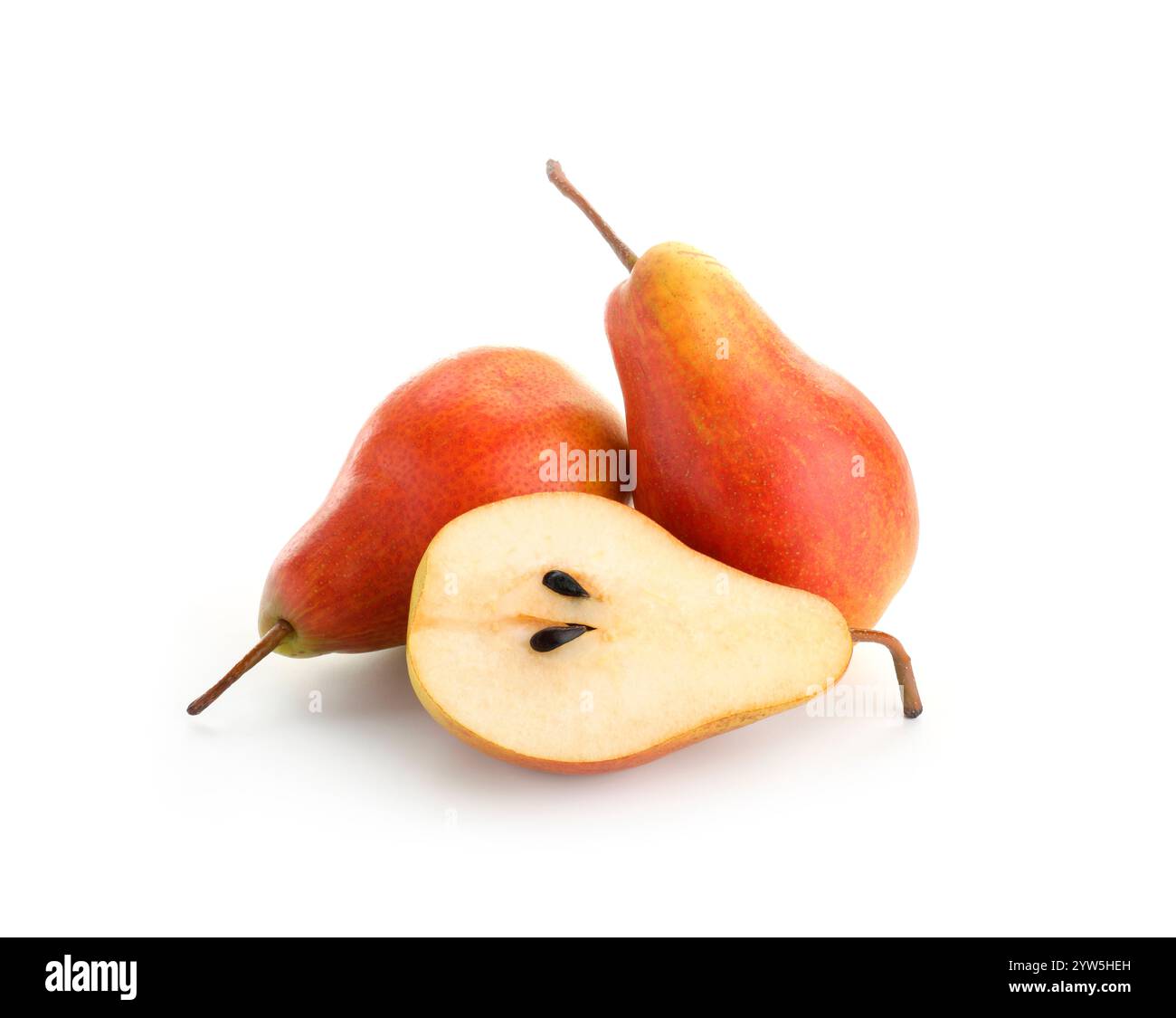 Whole and cut ripe pears isolated on white Stock Photo - Alamy