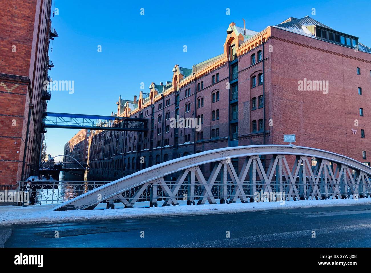 The Speicherstadt Warehouse District. HafenCity, Hamburg, Germany. 9th January 2024. - Smartphone Captured Stock Image