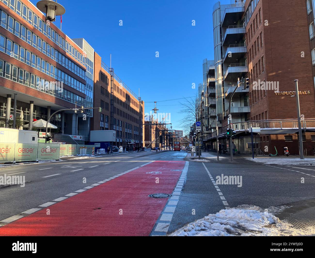Am Sandtorkai Quarter, part of the HafenCity development in Hamburg, Germany. 9th January 2024. - Smartphone Captured Stock Image
