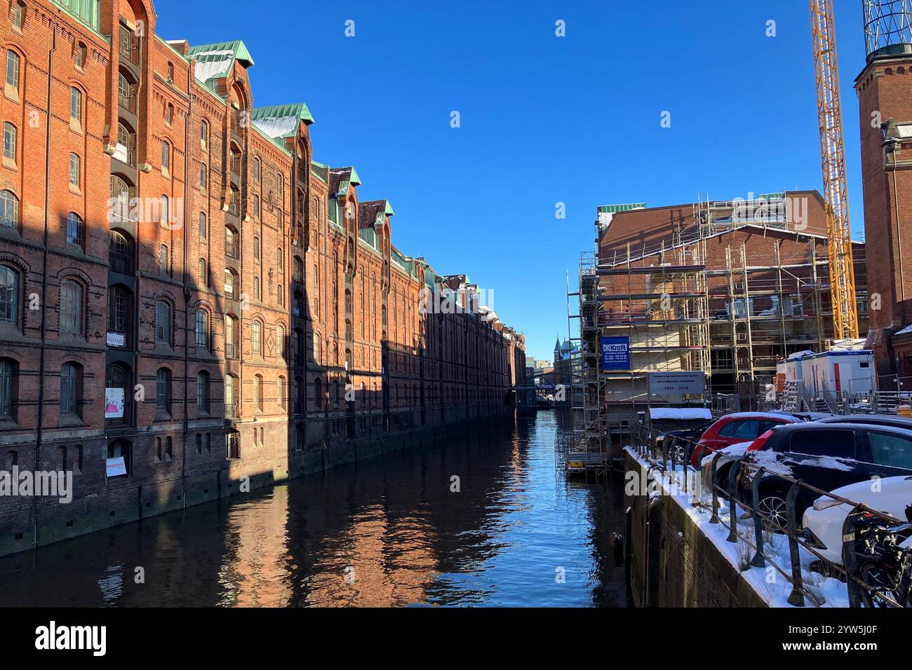 The Speicherstadt Warehouse District. HafenCity, Hamburg, Germany. 9th January 2024. - Smartphone Captured Stock Image