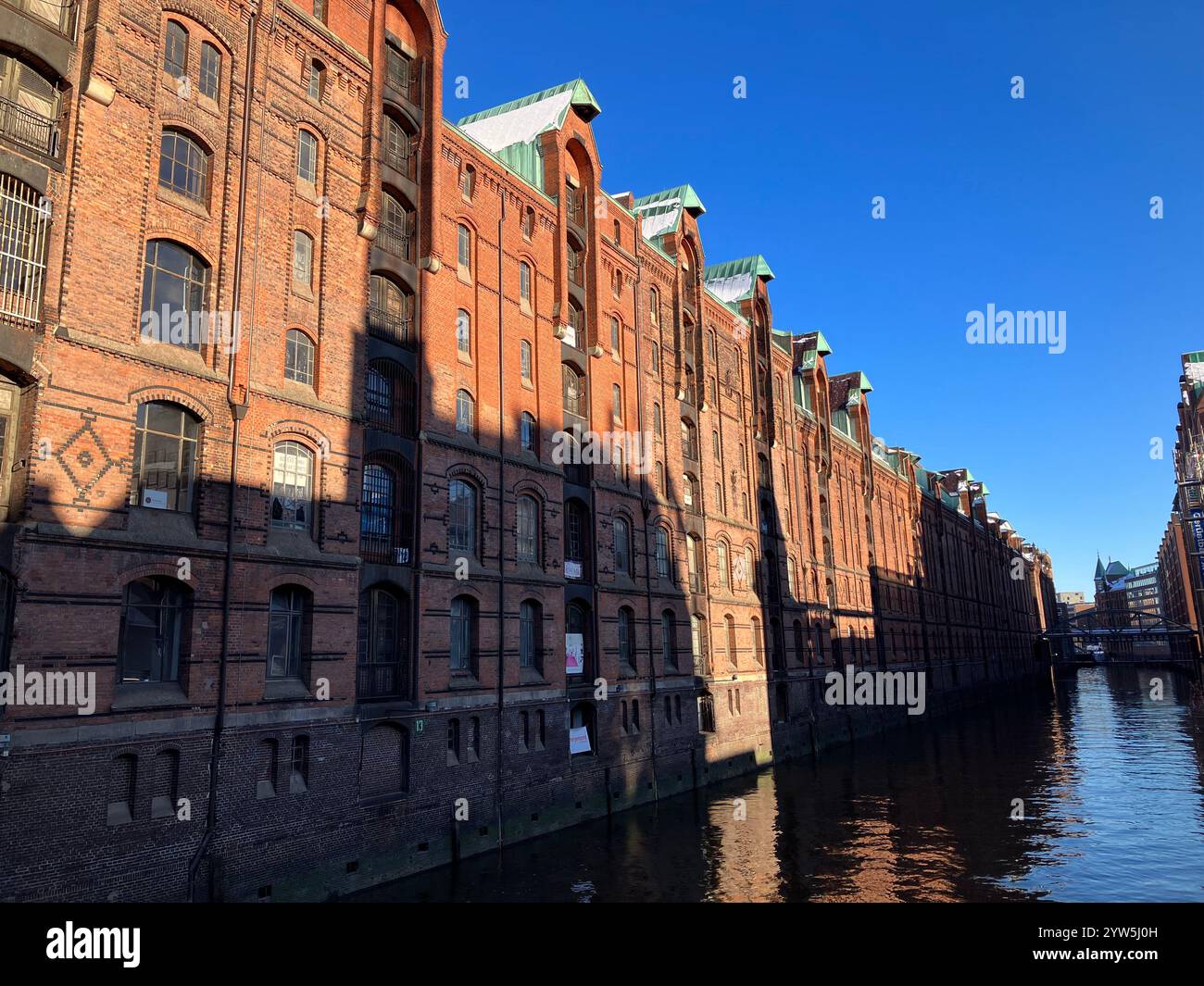 The Speicherstadt Warehouse District. HafenCity, Hamburg, Germany. 9th January 2024. - Smartphone Captured Stock Image