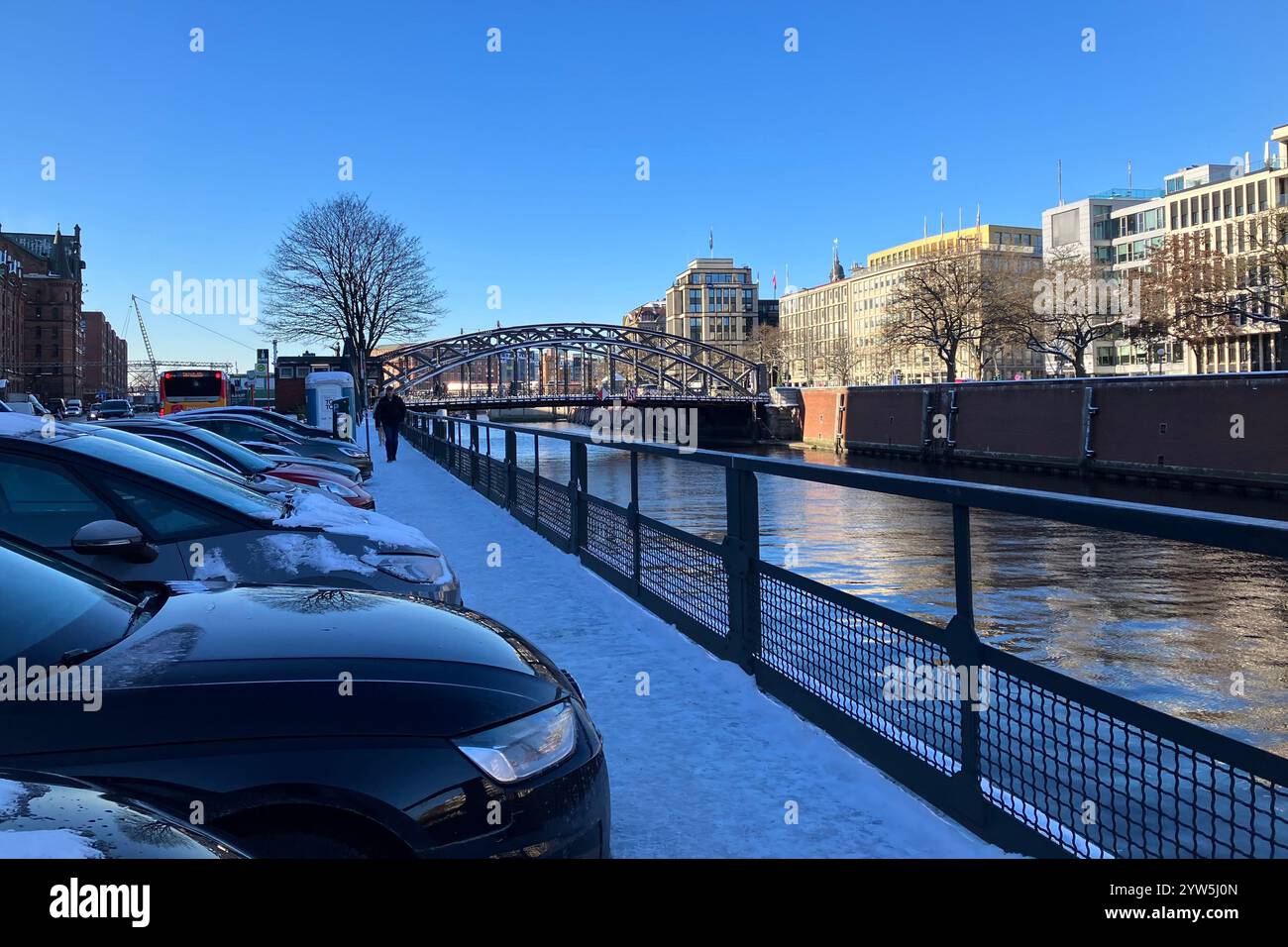 Bridges near The Speicherstadt Warehouse District. HafenCity, Hamburg, Germany. 9th January 2023. - Smartphone Captured Stock Image