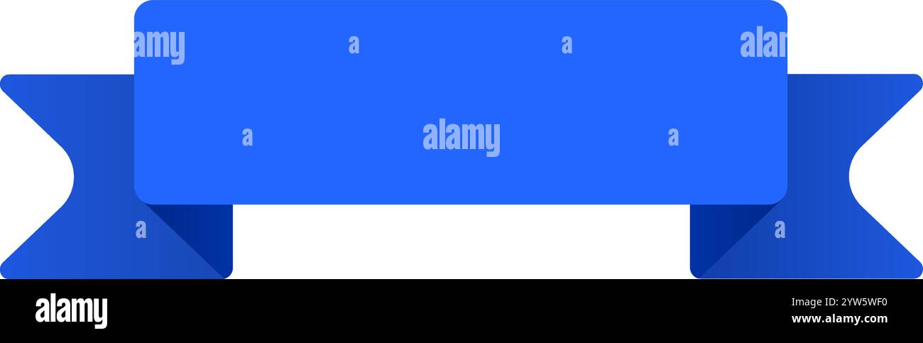 Horizontal blue ribbon banner featuring elegantly folded ends, creating ...