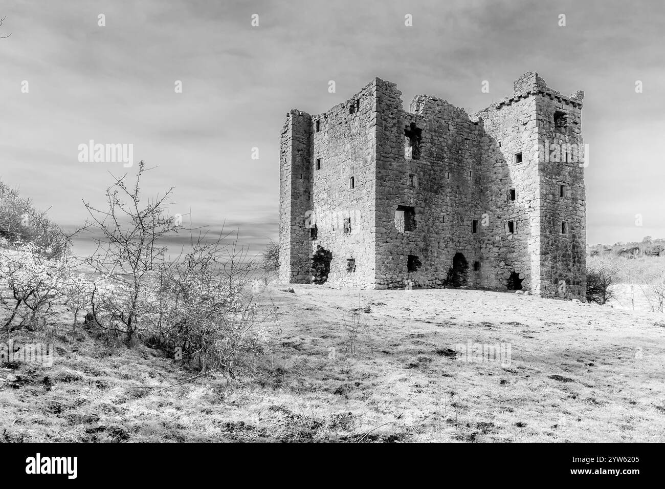 Arnside Tower was built around the 12th century as a look out tower against marauding Scots following the defeat of the English at Bannockburn Stock Photo