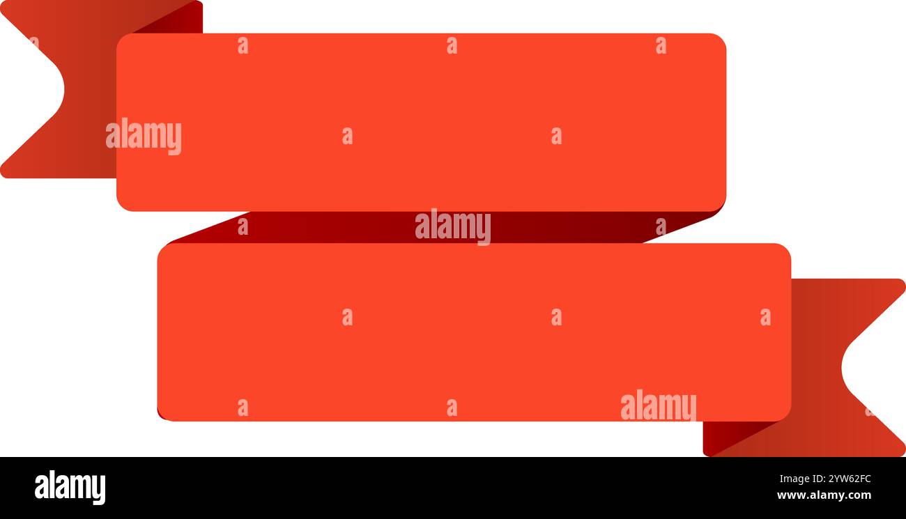 Two overlapping red ribbons create a copy space area ideal for adding ...