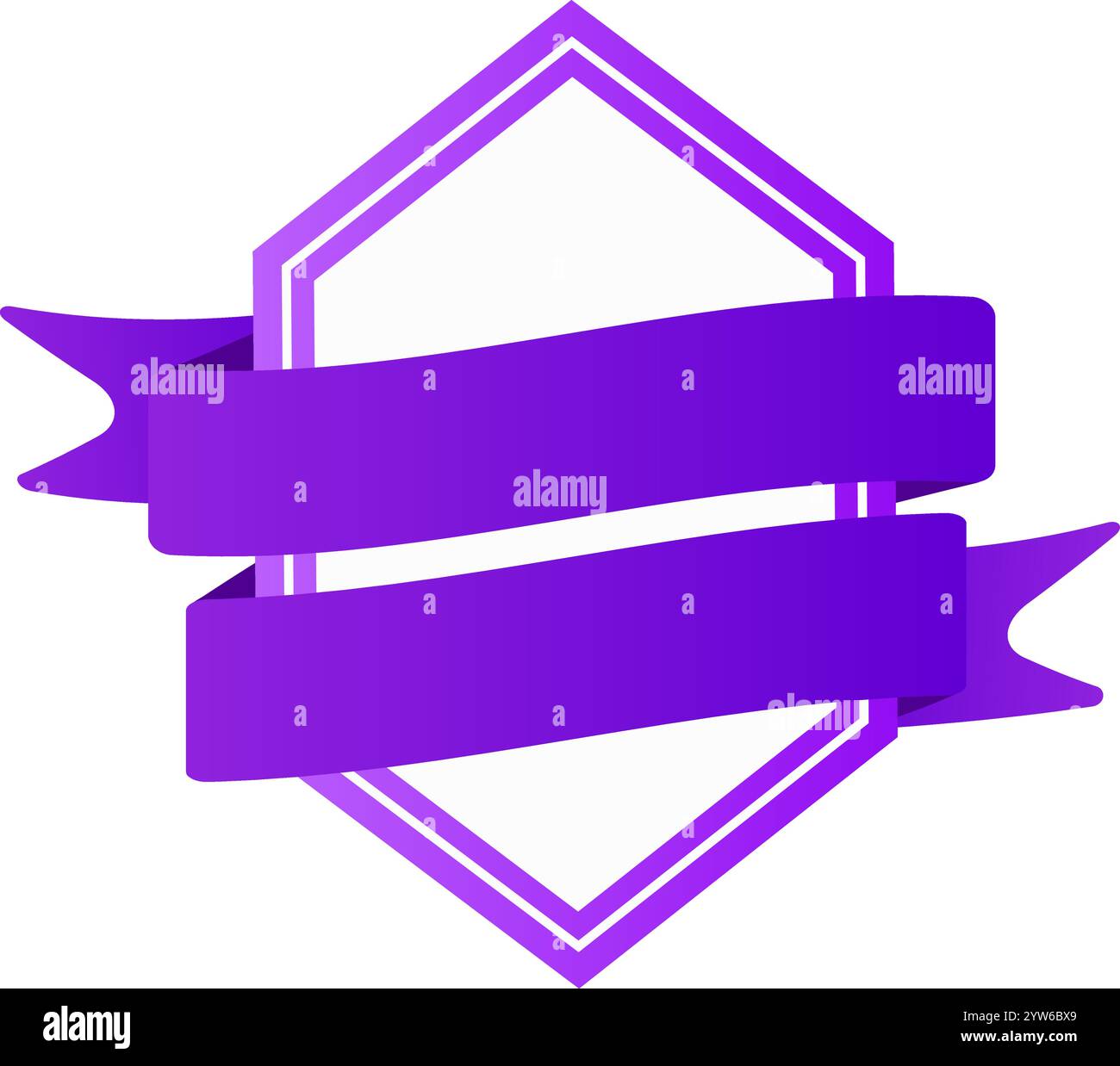 Two elegant purple ribbons wrapping around a hexagonal frame against a ...