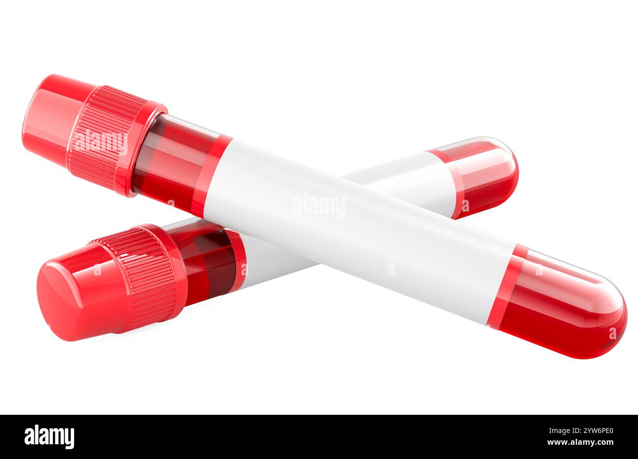 Test tubes with sample blood. 3D rendering isolated on white background ...