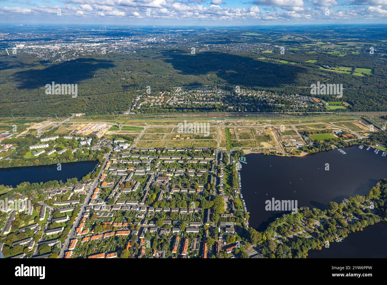 Aerial view, Wedau railroad workers' housing estate, housing estate at ...