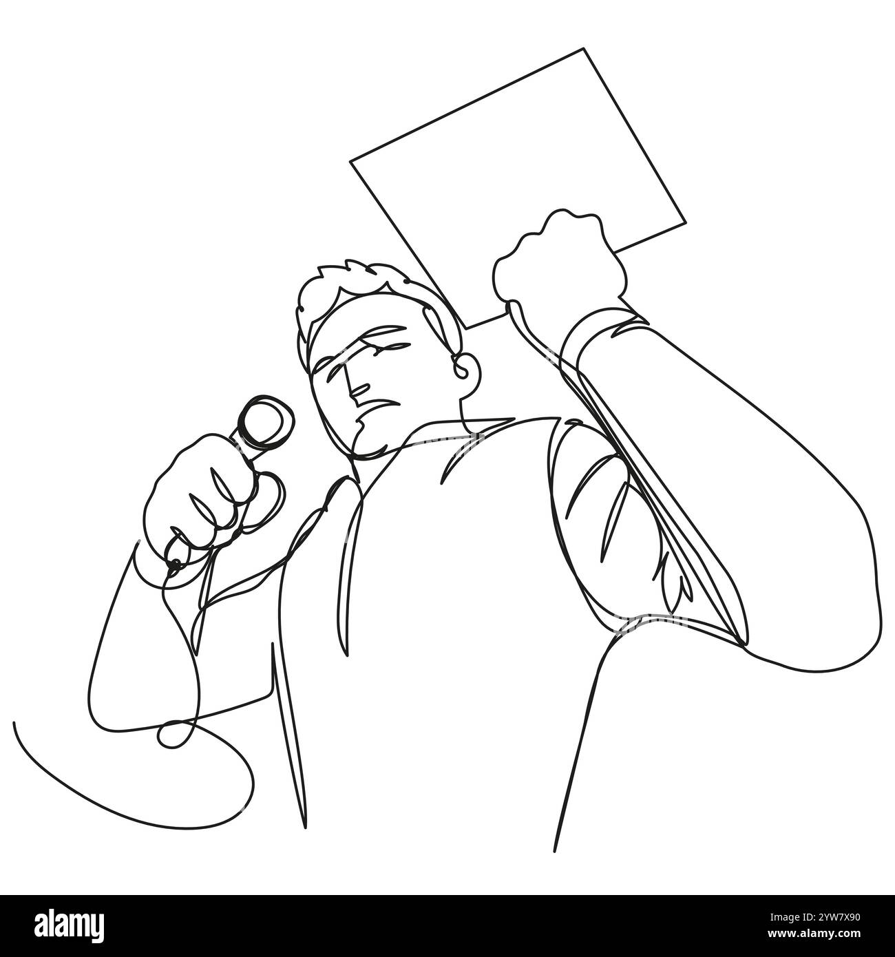 Continuous line speaker in vector format on white background. Stock Vector
