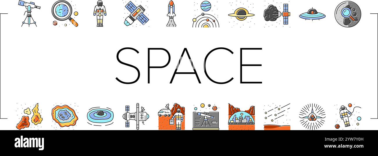 space exploration planet icons set vector Stock Vector Image & Art - Alamy