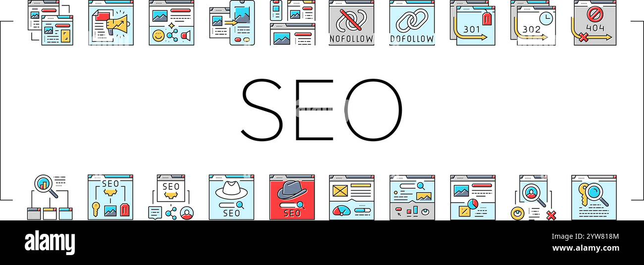 seo technical audit icons set vector Stock Vector Image & Art - Alamy