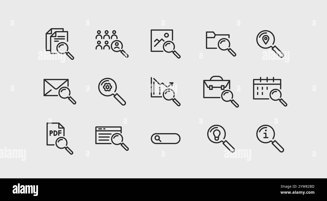 Information search technology magnifying Black and White Stock Photos ...