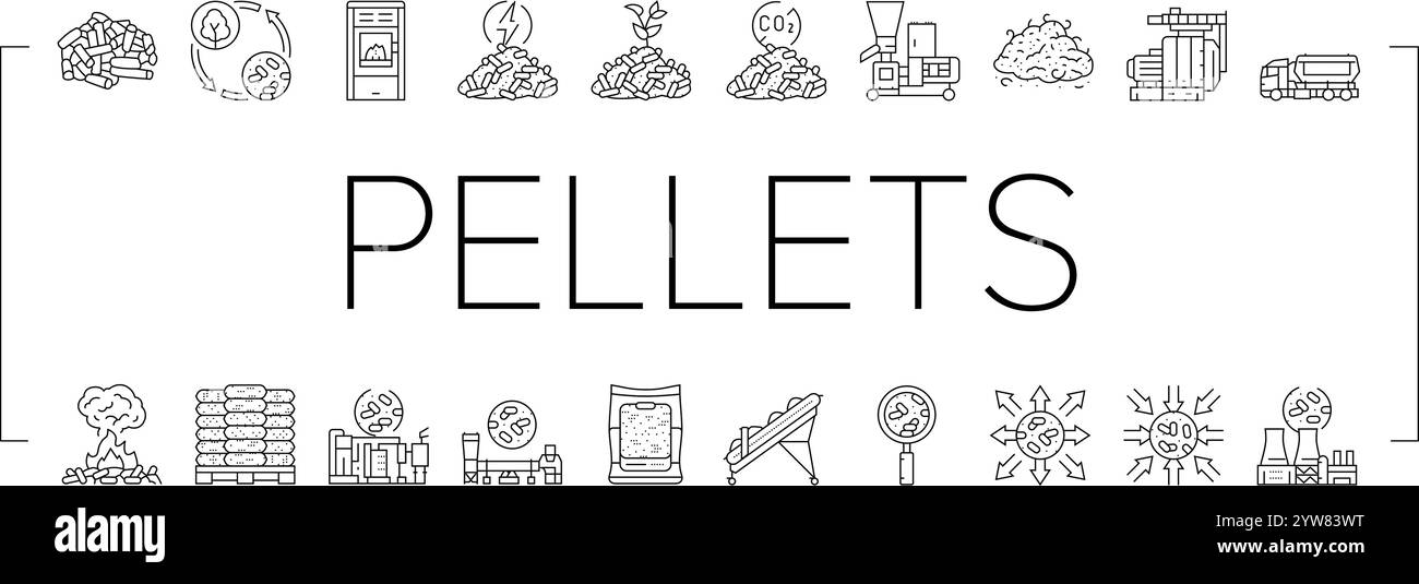 wood pellets timber plywood icons set vector Stock Vector Image & Art ...