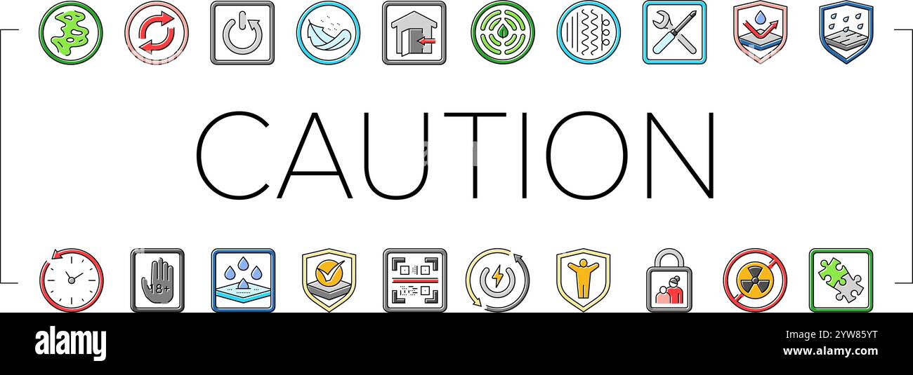 product caution label warning icons set vector Stock Vector Image & Art ...