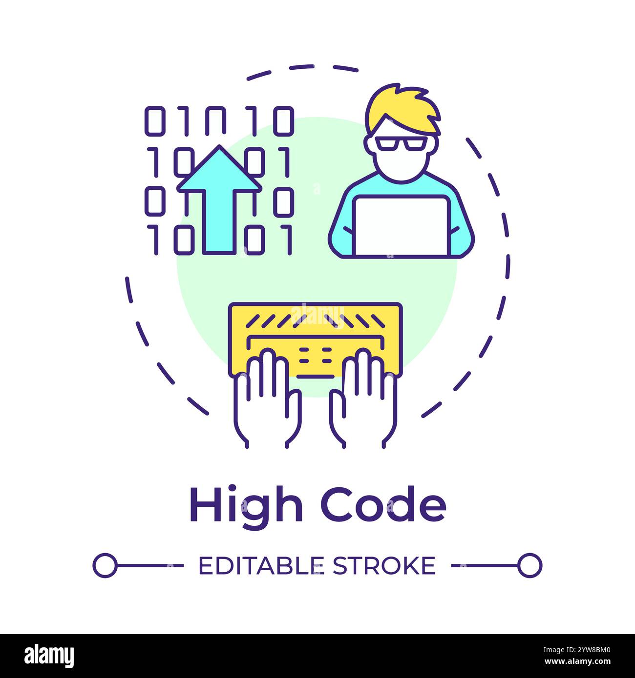 High code multi color concept icon Stock Vector