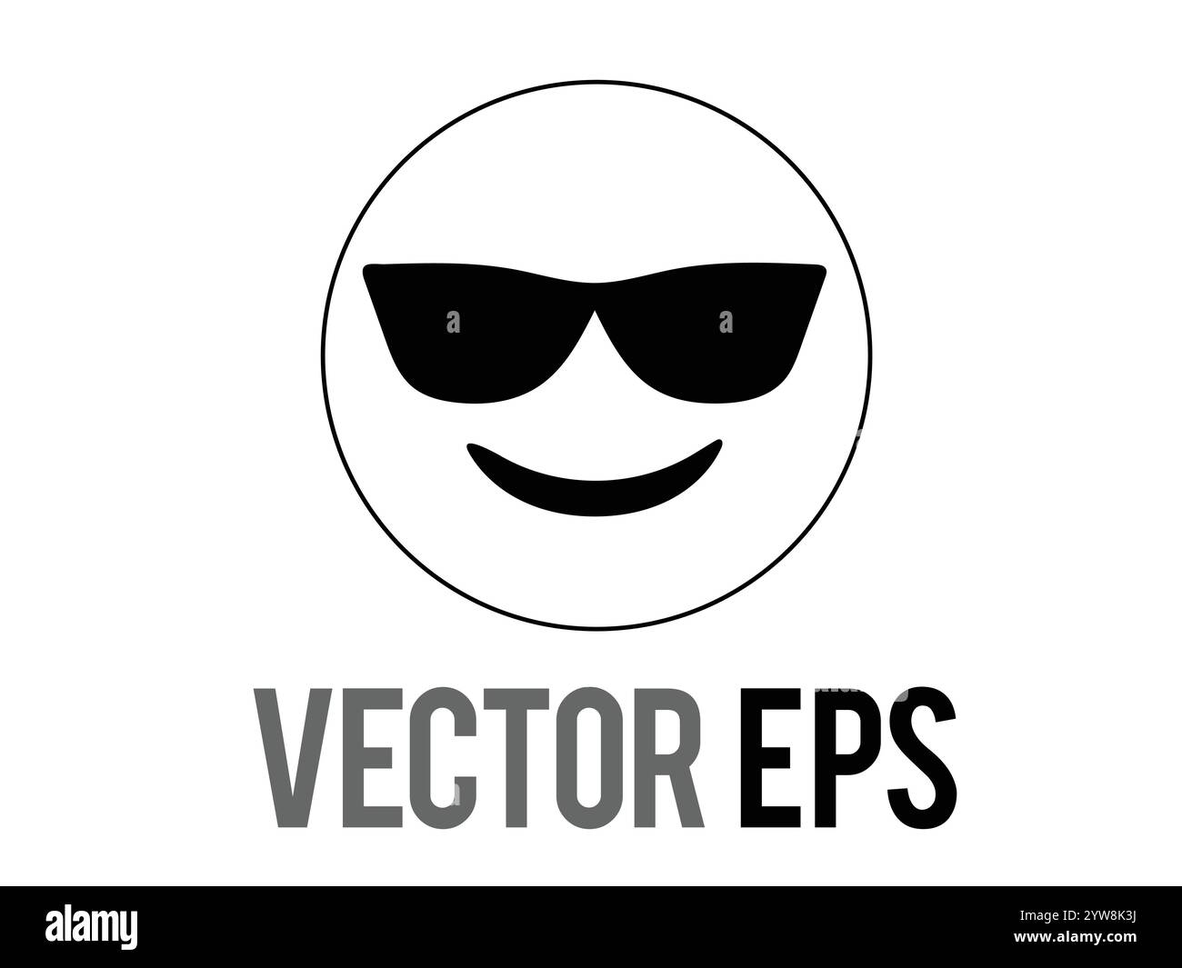 The isolated smiley face line icon with black sunglasses Stock Vector ...