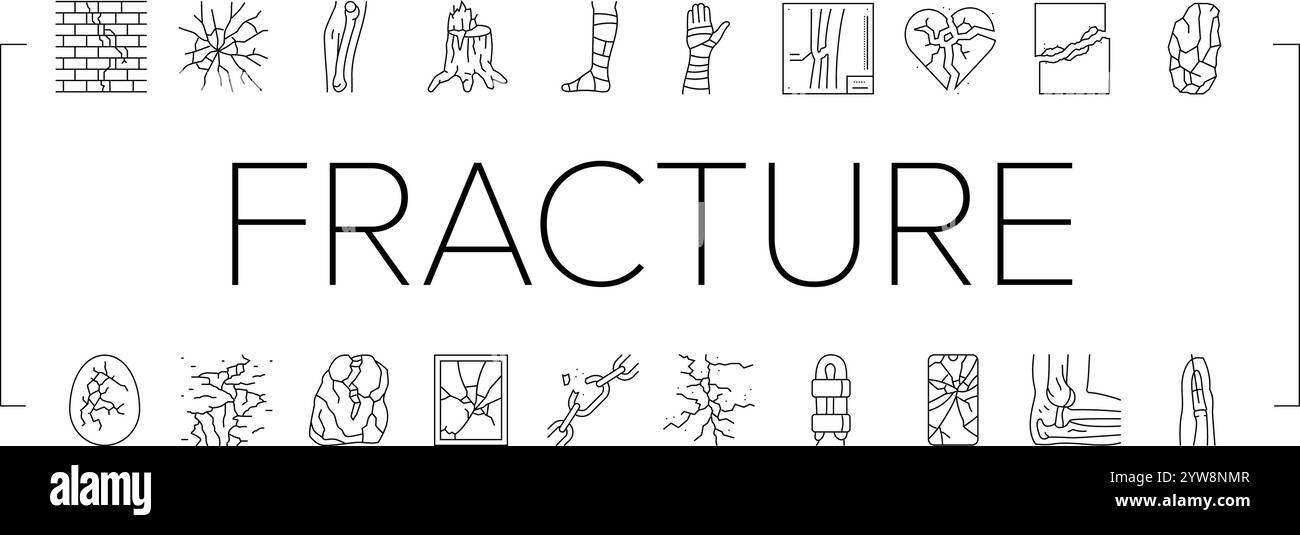 fracture bone break injury icons set vector Stock Vector Image & Art ...