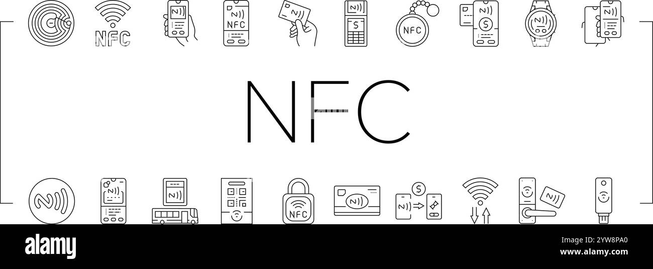 nfc technology contactless icons set vector Stock Vector Image & Art ...