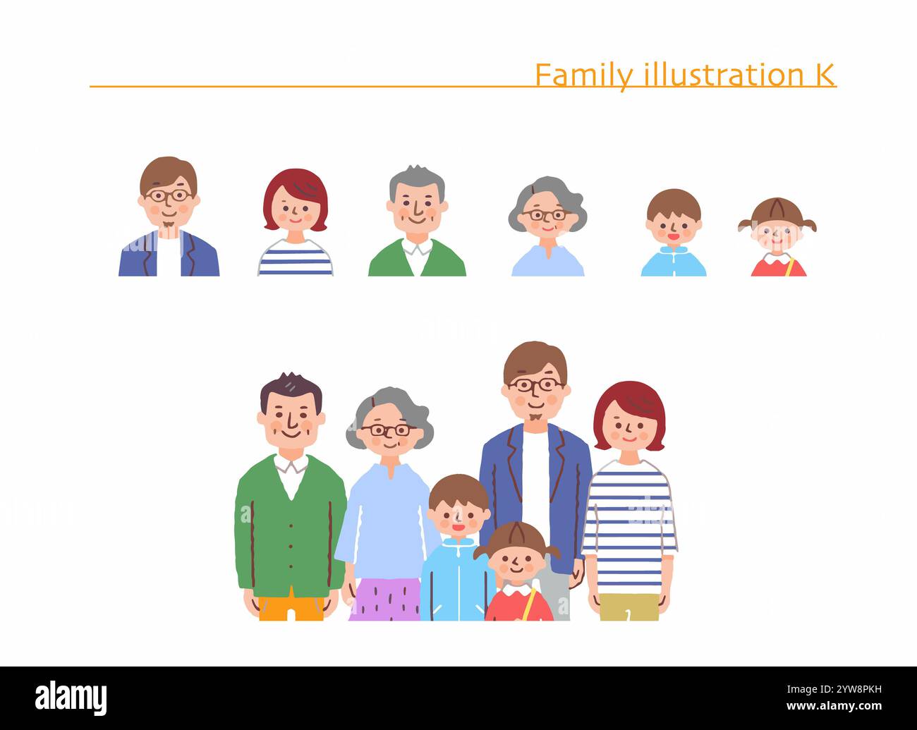 Smiling Family Upper Body and Icon Stock Photo - Alamy