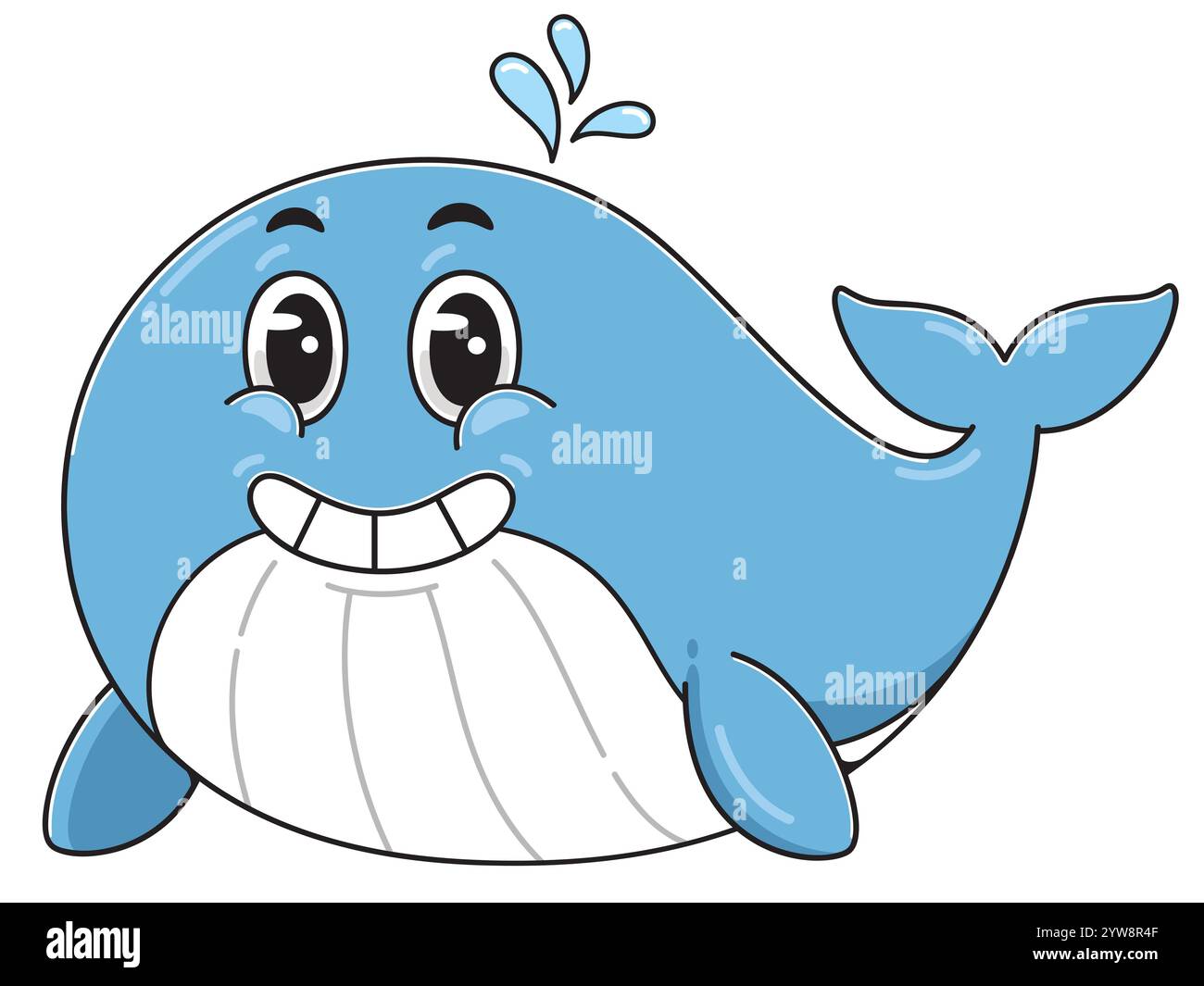 Smiling Cartoon Whale – Cute Ocean Character Illustration Stock Vector ...
