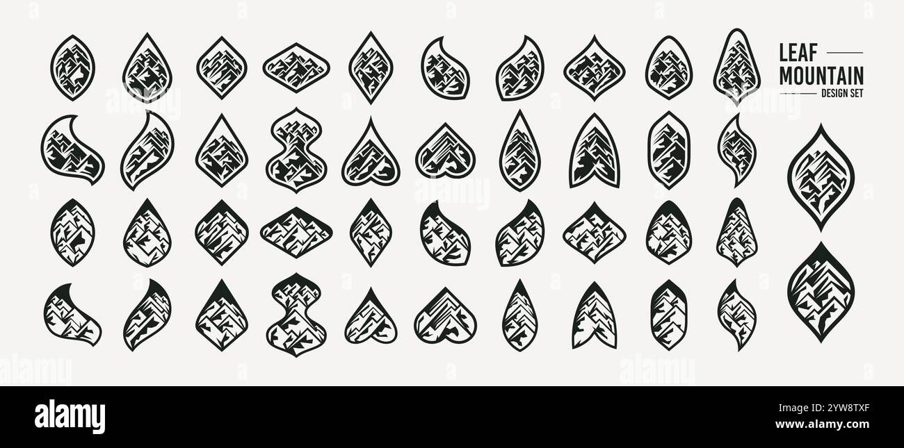 Mountain leaf nature logo design bundle Stock Vector Image & Art - Alamy