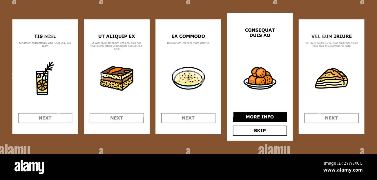 greek cuisine food lunch onboarding icons set vector Stock Vector Image ...