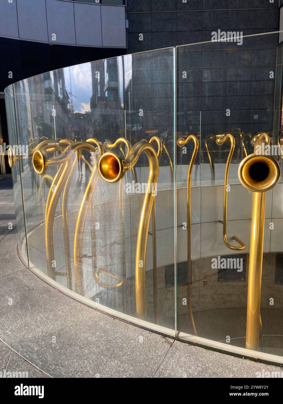 Italy, Lombardy, Milan, Gae Aulenti Square, Egg Sculture by Alberto Garutti date 2011 - Smartphone Captured Stock Image