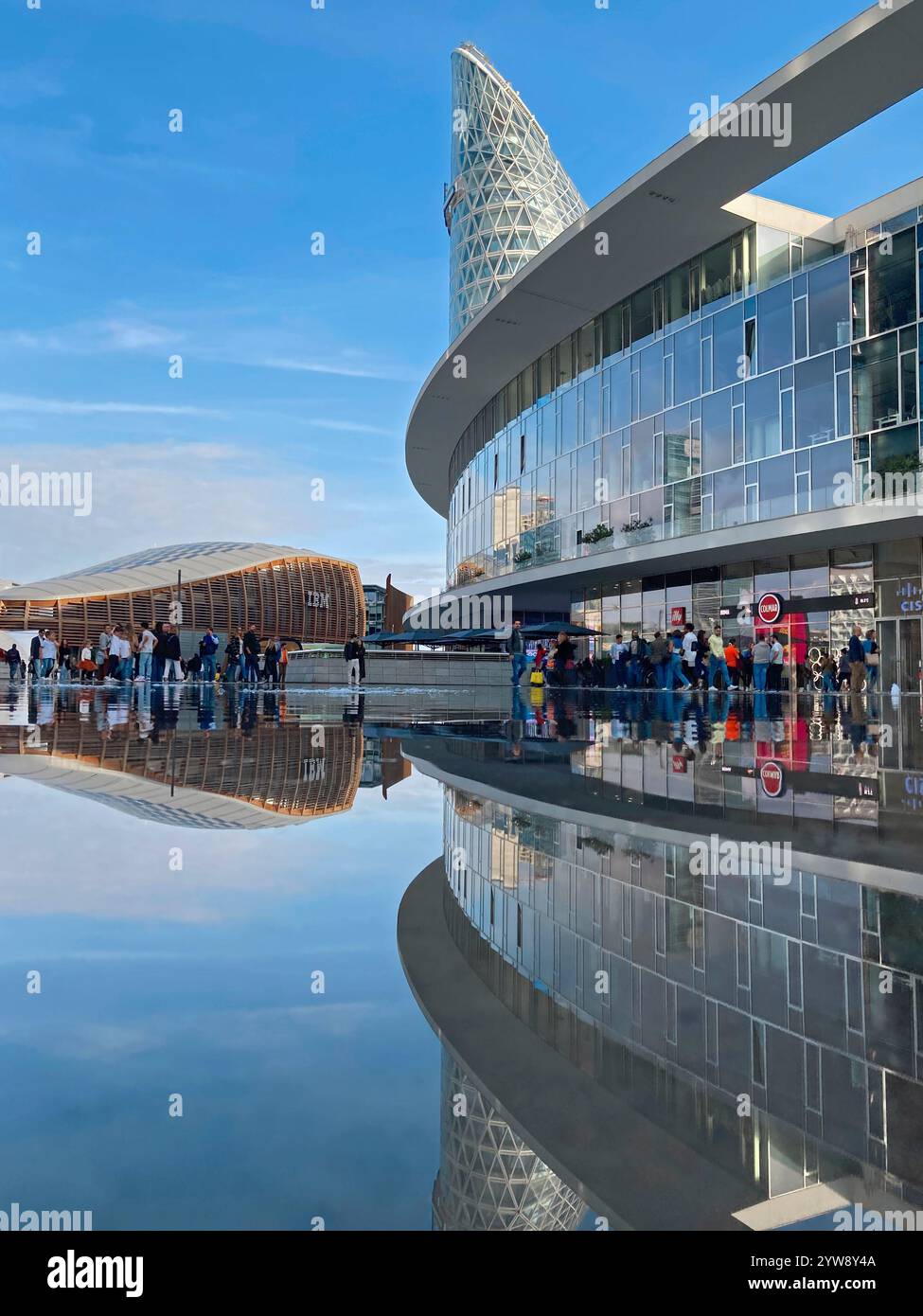 Italy, Lombardy, Milan, Gae Aulenti Square, Fountain - Smartphone Captured Stock Image