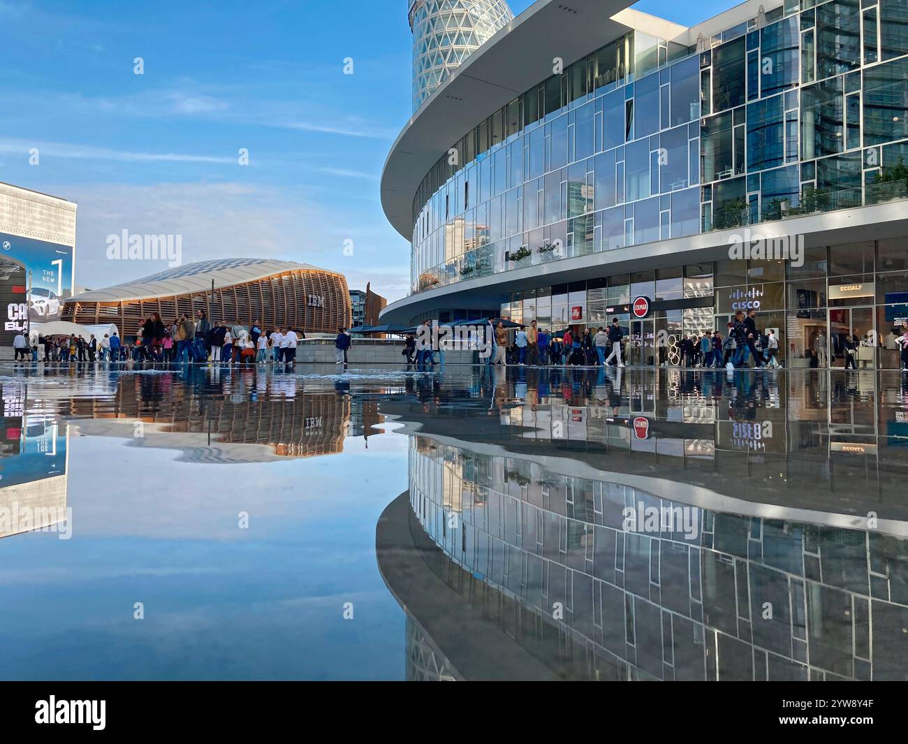 Italy, Lombardy, Milan, Gae Aulenti Square, Fountain - Smartphone Captured Stock Image