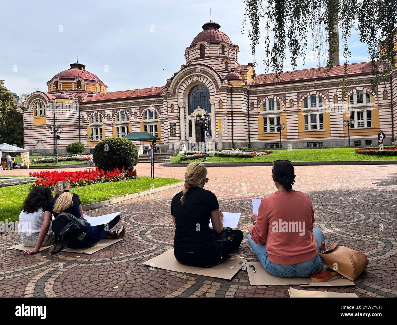 painters, occupation, occupations, hobby, people, workshop, outdoors, art, Sofia Mineral Baths, Sofia Bulgaria, Eastern Europe, Balkans, EU - Smartphone Captured Stock Image