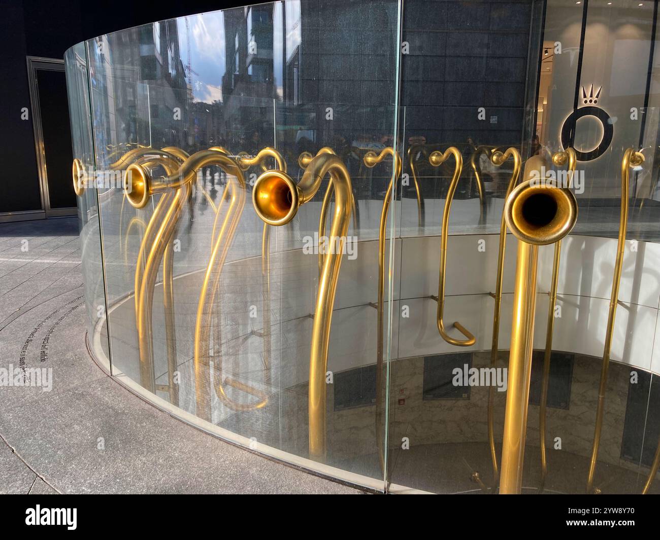 Italy, Lombardy, Milan, Gae Aulenti Square, Egg Sculture by Alberto Garutti date 2011 - Smartphone Captured Stock Image