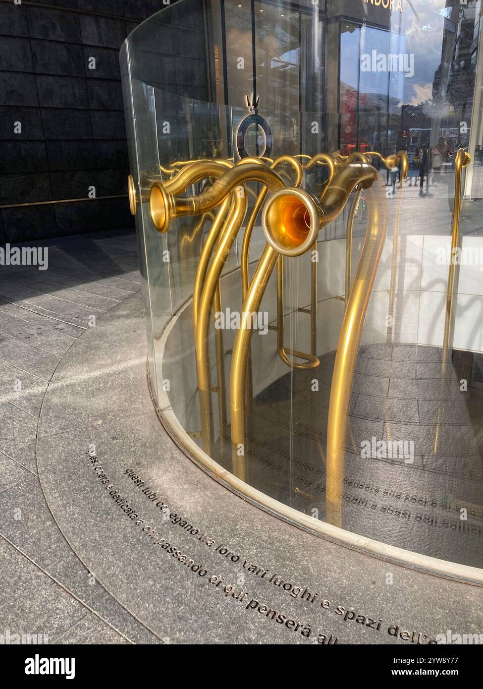 Italy, Lombardy, Milan, Gae Aulenti Square, Egg Sculture by Alberto Garutti date 2011 - Smartphone Captured Stock Image