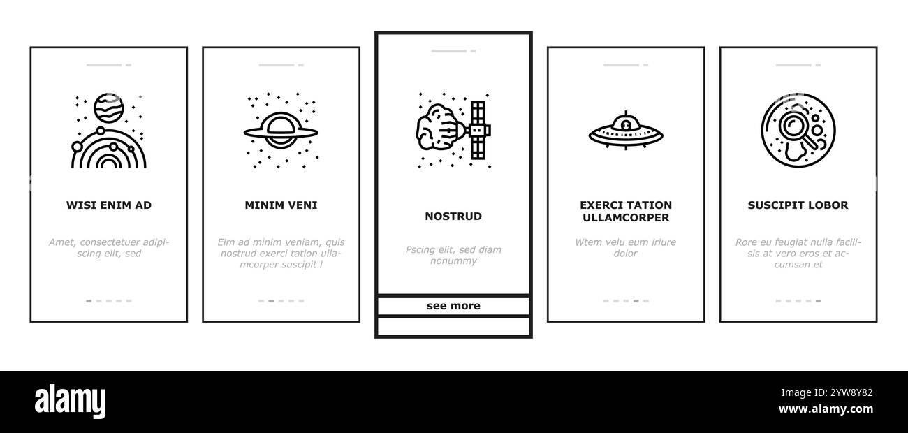 space exploration planet onboarding icons set vector Stock Vector Image ...