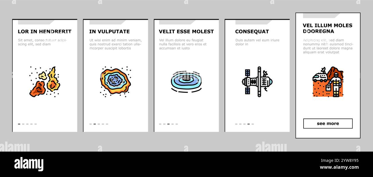 space exploration planet onboarding icons set vector Stock Vector Image ...