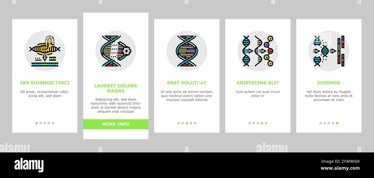cryptogenetics dna gene helix onboarding icons set vector Stock Vector ...
